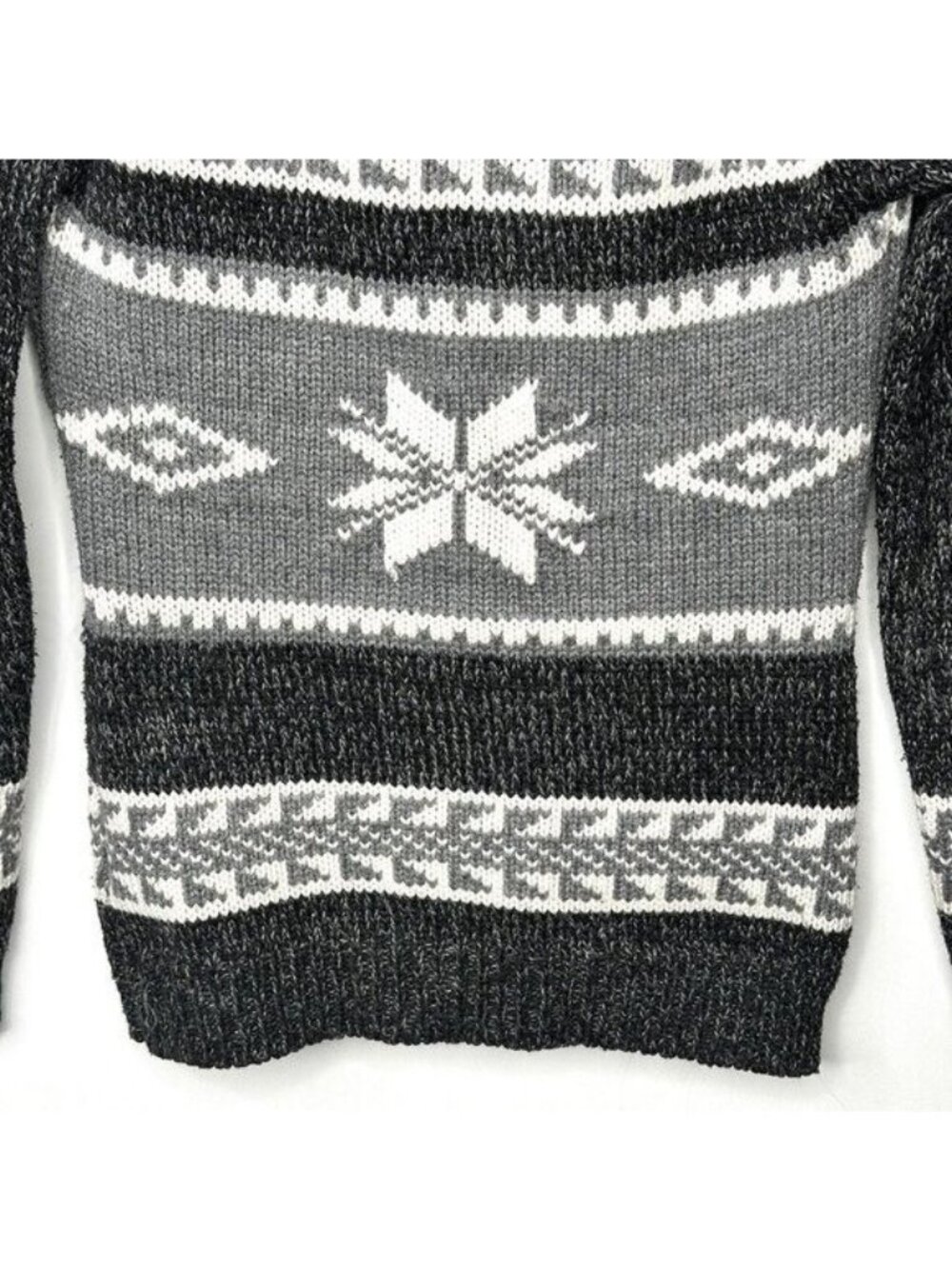 Blue Notes Shawl Collar Cardigan Womens S Gray Fair Isle Snowflake Cozy Knit - Picture 6 of 13